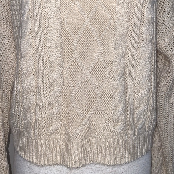 Brave Soul London Ivory V Neck Long Sleeve Knit Pullover Sweater Semi-Crop Sz M - Picture 5 of 8